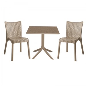 pak-253-000099 ΤΡΑΠΕΖΑΡΙΑ GROOVY-CONFIDENT PAKOWORLD ΣΕΤ 3ΤΕΜ PP CAPPUCCINO 80X80X74,5ΕΚ