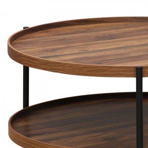 pak-260-000018-1 ΤΡΑΠΕΖΙ ΣΑΛΟΝΙΟΥ PORTOGIE PAKOWORLD MDF ΚΑΡΥΔΙ-ΜΕΤΑΛΛΟ ΜΑΥΡΟ Φ80X40ΕΚ