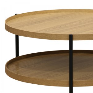 pak-260-000019-1 ΤΡΑΠΕΖΙ ΣΑΛΟΝΙΟΥ PORTOGIE PAKOWORLD MDF ΦΥΣΙΚΟ-ΜΕΤΑΛΛΟ ΜΑΥΡΟ Φ80X40ΕΚ