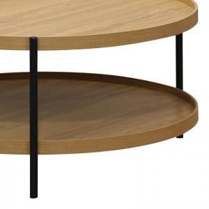 pak-260-000019-2 ΤΡΑΠΕΖΙ ΣΑΛΟΝΙΟΥ PORTOGIE PAKOWORLD MDF ΦΥΣΙΚΟ-ΜΕΤΑΛΛΟ ΜΑΥΡΟ Φ80X40ΕΚ