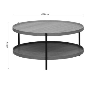 pak-260-000019-4 ΤΡΑΠΕΖΙ ΣΑΛΟΝΙΟΥ PORTOGIE PAKOWORLD MDF ΦΥΣΙΚΟ-ΜΕΤΑΛΛΟ ΜΑΥΡΟ Φ80X40ΕΚ