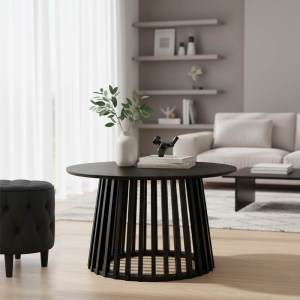 pak-260-000037 ΤΡΑΠΕΖΙ ΣΑΛΟΝΙΟΥ DOMONIC PAKOWORLD MDF ΣΕ ΜΑΥΡΗ ΑΠΟΧΡΩΣΗ Φ80X45ΕΚ