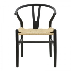 pak-263-000025-3 ΚΑΡΕΚΛΑ WISHBONE PAKOWORLD ΜΑΥΡΟ RUBBERWOOD-ΕΔΡΑ ΦΥΣΙΚΟ ΣΧΟΙΝΙ 53X55X76ΕΚ