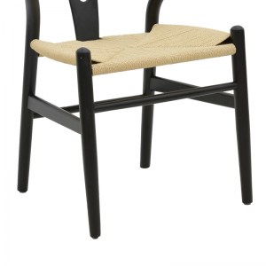 pak-263-000025-7 ΚΑΡΕΚΛΑ WISHBONE PAKOWORLD ΜΑΥΡΟ RUBBERWOOD-ΕΔΡΑ ΦΥΣΙΚΟ ΣΧΟΙΝΙ 53X55X76ΕΚ
