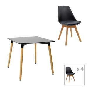 pak-271-000030 ΤΡΑΠΕΖΑΡΙΑ NATALI-GASTON ΣΕΤ 5ΤΕΜ PAKOWORLD MDF ΚΑΙ ΞΥΛΟ ΟΞΙΑΣ ΣΕ ΜΑΥΡΗ-ΦΥΣΙΚΗ ΑΠΟΧΡΩΣΗ 80X80X76ΕΚ