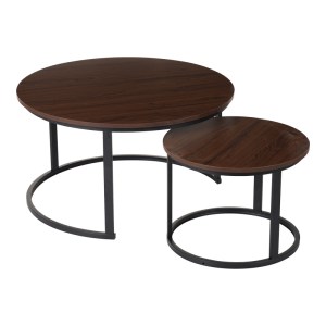 pak-271-000042-1 ΤΡΑΠΕΖΙΑ ΣΑΛΟΝΙΟΥ SOLME I PAKOWORLD 2ΤΕΜ ΣΕ ΚΑΡΥΔΙ ΑΠΟΧΡΩΣΗ ΜΕ ΜΑΥΡΑ ΜΕΤΑΛΛΙΚΑ ΠΟΔΙΑ