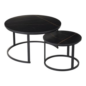 pak-271-000043-1 ΤΡΑΠΕΖΙΑ ΣΑΛΟΝΙΟΥ SOLME I PAKOWORLD 2ΤΕΜ ΣΕ ΜΑΥΡΟ ΜΑΡΜΑΡΟΥ ΑΠΟΧΡΩΣΗ ΜΕ ΜΑΥΡΑ ΜΕΤΑΛΛΙΚΑ ΠΟΔΙΑ