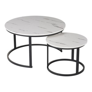pak-271-000045-1 ΤΡΑΠΕΖΙΑ ΣΑΛΟΝΙΟΥ SOLME I PAKOWORLD 2ΤΕΜ ΣΕ ΛΕΥΚΗ ΜΑΡΜΑΡΟΥ ΑΠΟΧΡΩΣΗ ΜΕ ΜΑΥΡΑ ΜΕΤΑΛΛΙΚΑ ΠΟΔΙΑ