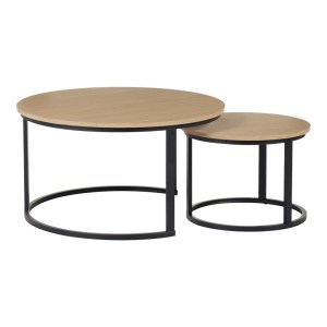 pak-271-000046 ΤΡΑΠΕΖΙΑ ΣΑΛΟΝΙΟΥ SOLME I PAKOWORLD 2ΤΕΜ ΣΕ OAK ΑΠΟΧΡΩΣΗ ΜΕ ΜΑΥΡΑ ΜΕΤΑΛΛΙΚΑ ΠΟΔΙΑ