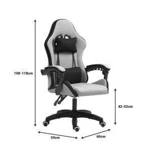 pak-275-000015-11 ΚΑΡΕΚΛΑ ΓΡΑΦΕΙΟΥ GAMING GLINE PAKOWORLD ΜΑΥΡΟ-ΓΚΡΙ ΥΦΑΣΜΑ ΜΑΥΡΟ PP 60X59X118ΕΚ