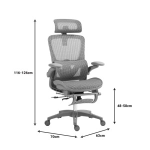 pak-275-000018-11 ΚΑΡΕΚΛΑ ΓΡΑΦΕΙΟΥ ΕΡΓΑΣΙΑΣ ZENYK PAKOWORLD MESH ΣΕ ΑΣΠΡΟΜΑΥΡΗ ΑΠΟΧΡΩΣΗ 63X70X126ΕΚ