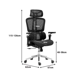 pak-275-000022-12 ΚΑΡΕΚΛΑ ΓΡΑΦΕΙΟΥ ΕΡΓΑΣΙΑΣ JEFFER PAKOWORLD MESH ΣΕ ΜΑΥΡΗ ΑΠΟΧΡΩΣΗ 67X62X115-125ΕΚ