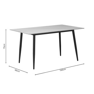 pak-278-000003-3 ΤΡΑΠΕΖΙ GUSTAS PAKOWORLD ΛΕΥΚΟ ΜΑΡΜΑΡΟΥ SINTERED STONE-ΜΑΥΡΟ ΜΕΤΑΛΛΟ 160X80X75ΕΚ