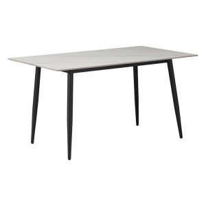 pak-278-000003 ΤΡΑΠΕΖΙ GUSTAS PAKOWORLD ΛΕΥΚΟ ΜΑΡΜΑΡΟΥ SINTERED STONE-ΜΑΥΡΟ ΜΕΤΑΛΛΟ 160X80X75ΕΚ