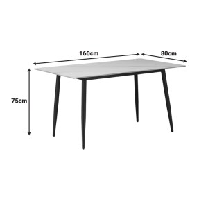 pak-278-000006-4 ΤΡΑΠΕΖΙ GUSTAS PAKOWORLD ΓΚΡΙ ΜΑΡΜΑΡΟΥ SINTERED STONE-ΜΑΥΡΟ ΜΕΤΑΛΛΟ 160X80X75ΕΚ