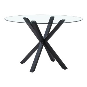 pak-278-000015 ΤΡΑΠΕΖΙ TAVULA PAKOWORD ΓΥΑΛΙ- ΜΕΤΑΛΛΙΚΑ ΠΟΔΙΑ ΣΕ ΜΑΥΡΗ ΑΠΟΧΡΩΣΗ Φ120X75ΕΚ
