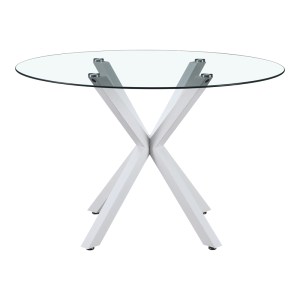 pak-278-000016-1 ΤΡΑΠΕΖΙ TAVULA PAKOWORD ΓΥΑΛΙ- ΜΕΤΑΛΛΙΚΑ ΠΟΔΙΑ ΣΕ ΛΕΥΚΗ ΑΠΟΧΡΩΣΗ Φ120X75ΕΚ
