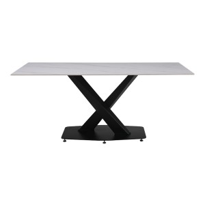 pak-278-000017-1 ΤΡΑΠΕΖΙ TAFEL PAKOWORD SINTERED STONE ΛΕΥΚΟ ΜΕ ΜΕΤΑΛΛΙΚΑ ΠΟΔΙΑ ΣΕ ΜΑΥΡΗ ΑΠΟΧΡΩΣΗ 180X90X76ΕΚ