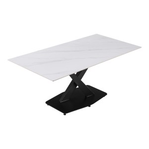 pak-278-000017-2 ΤΡΑΠΕΖΙ TAFEL PAKOWORD SINTERED STONE ΛΕΥΚΟ ΜΕ ΜΕΤΑΛΛΙΚΑ ΠΟΔΙΑ ΣΕ ΜΑΥΡΗ ΑΠΟΧΡΩΣΗ 180X90X76ΕΚ