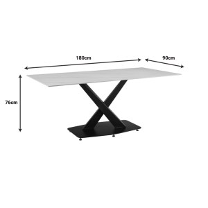 pak-278-000017-4 ΤΡΑΠΕΖΙ TAFEL PAKOWORD SINTERED STONE ΛΕΥΚΟ ΜΕ ΜΕΤΑΛΛΙΚΑ ΠΟΔΙΑ ΣΕ ΜΑΥΡΗ ΑΠΟΧΡΩΣΗ 180X90X76ΕΚ