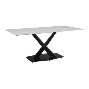 pak-278-000017 ΤΡΑΠΕΖΙ TAFEL PAKOWORD SINTERED STONE ΛΕΥΚΟ ΜΕ ΜΕΤΑΛΛΙΚΑ ΠΟΔΙΑ ΣΕ ΜΑΥΡΗ ΑΠΟΧΡΩΣΗ 180X90X76ΕΚ