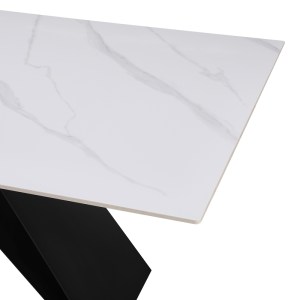 pak-278-000019-3 ΤΡΑΠΕΖΙ MEJA PAKOWORD SINTERED STONE ΛΕΥΚΟ ΜΕ ΜΕΤΑΛΛΙΚΑ ΠΟΔΙΑ ΣΕ ΜΑΥΡΗ ΑΠΟΧΡΩΣΗ 180X90X76ΕΚ