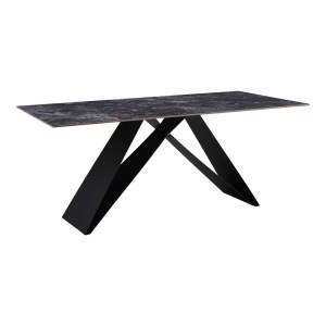 pak-278-000020 ΤΡΑΠΕΖΙ MEJA PAKOWORD SINTERED STONE ΜΑΥΡΟ ΜΕ ΜΕΤΑΛΛΙΚΑ ΠΟΔΙΑ ΣΕ ΜΑΥΡΗ ΑΠΟΧΡΩΣΗ 180X90X76ΕΚ