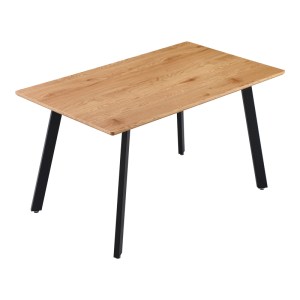 pak-278-000024-2 ΤΡΑΠΕΖΙ TOAFEL PAKOWORLD MDF ΣΕ ΦΥΣΙΚΗ ΑΠΟΧΡΩΣΗ ΜΕ ΜΑΥΡΑ ΜΕΤΑΛΛΙΚΑ ΠΟΔΙΑ 140X80X75ΕΚ