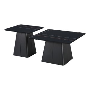 pak-278-000037-1 ΤΡΑΠΕΖΙΑ ΣΑΛΟΝΙΟΥ SQUARE PAKOWORLD ΣΕΤ 2 ΤΕΜ ΜΕΤΑΛΛΟ-SINTERED STONE ΣΕ ΜΑΥΡΟ ΜΑΡΜΑΡΟΥ