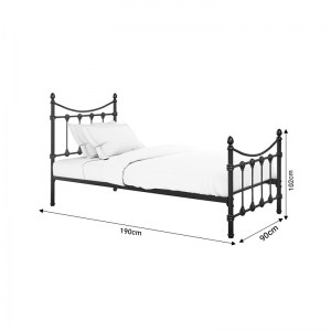 pak-285-000016-4 ΚΡΕΒΑΤΙ BEOWULF PAKOWORLD ΜΑΥΡΟ ΜΕΤΑΛΛΙΚΟ 90X190X102ΕΚ