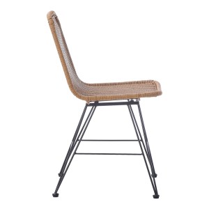 pak-286-000015-3 ΚΑΡΕΚΛΑ PAMELA PAKOWORLD PE RATTAN ΣΕ ΦΥΣΙΚΗ ΑΠΟΧΡΩΣΗ ΚΑΙ ΜΑΥΡΑ ΜΕΤΑΛΛΙΚΑ ΠΟΔΙΑ 44X58X82ΕΚ