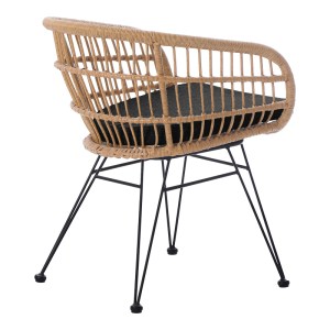 pak-286-000016-2 ΠΟΛΥΘΡΟΝΑ NAOKI PAKOWORLD ΜΕ ΜΑΞΙΛΑΡΙ PE RATTAN ΣΕ ΦΥΣΙΚΗ ΑΠΟΧΡΩΣΗ ΚΑΙ ΜΑΥΡΑ ΜΕΤΑΛΛΙΚΑ ΠΟΔΙΑ 63X61X79ΕΚ