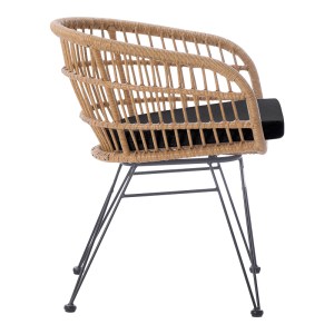 pak-286-000016-3 ΠΟΛΥΘΡΟΝΑ NAOKI PAKOWORLD ΜΕ ΜΑΞΙΛΑΡΙ PE RATTAN ΣΕ ΦΥΣΙΚΗ ΑΠΟΧΡΩΣΗ ΚΑΙ ΜΑΥΡΑ ΜΕΤΑΛΛΙΚΑ ΠΟΔΙΑ 63X61X79ΕΚ
