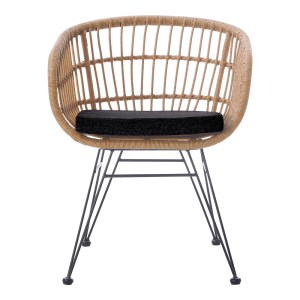 pak-286-000016-4 ΠΟΛΥΘΡΟΝΑ NAOKI PAKOWORLD ΜΕ ΜΑΞΙΛΑΡΙ PE RATTAN ΣΕ ΦΥΣΙΚΗ ΑΠΟΧΡΩΣΗ ΚΑΙ ΜΑΥΡΑ ΜΕΤΑΛΛΙΚΑ ΠΟΔΙΑ 63X61X79ΕΚ
