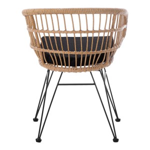 pak-286-000016-5 ΠΟΛΥΘΡΟΝΑ NAOKI PAKOWORLD ΜΕ ΜΑΞΙΛΑΡΙ PE RATTAN ΣΕ ΦΥΣΙΚΗ ΑΠΟΧΡΩΣΗ ΚΑΙ ΜΑΥΡΑ ΜΕΤΑΛΛΙΚΑ ΠΟΔΙΑ 63X61X79ΕΚ