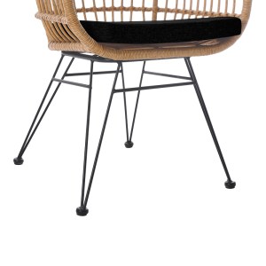 pak-286-000016-7 ΠΟΛΥΘΡΟΝΑ NAOKI PAKOWORLD ΜΕ ΜΑΞΙΛΑΡΙ PE RATTAN ΣΕ ΦΥΣΙΚΗ ΑΠΟΧΡΩΣΗ ΚΑΙ ΜΑΥΡΑ ΜΕΤΑΛΛΙΚΑ ΠΟΔΙΑ 63X61X79ΕΚ