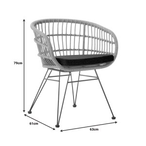 pak-286-000016-8 ΠΟΛΥΘΡΟΝΑ NAOKI PAKOWORLD ΜΕ ΜΑΞΙΛΑΡΙ PE RATTAN ΣΕ ΦΥΣΙΚΗ ΑΠΟΧΡΩΣΗ ΚΑΙ ΜΑΥΡΑ ΜΕΤΑΛΛΙΚΑ ΠΟΔΙΑ 63X61X79ΕΚ