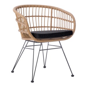pak-286-000016 ΠΟΛΥΘΡΟΝΑ NAOKI PAKOWORLD ΜΕ ΜΑΞΙΛΑΡΙ PE RATTAN ΣΕ ΦΥΣΙΚΗ ΑΠΟΧΡΩΣΗ ΚΑΙ ΜΑΥΡΑ ΜΕΤΑΛΛΙΚΑ ΠΟΔΙΑ 63X61X79ΕΚ