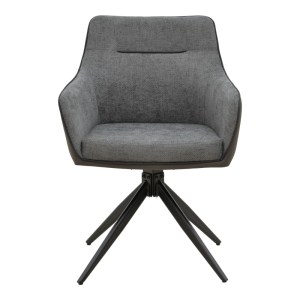 pak-292-000092-3 ΠΟΛΥΘΡΟΝΑ DEBRA PAKOWORLD ΠΕΡΙΣΤΡΕΦΟΜΕΝΗ ΓΚΡΙ ΥΦΑΣΜΑ-PU ΜΕ ΠΟΔΙ ΜΕΤΑΛΛΟΥ ΣΕ ΜΑΥΡΗ ΑΠΟΧΡΩΣΗ 60X64X83ΕΚ