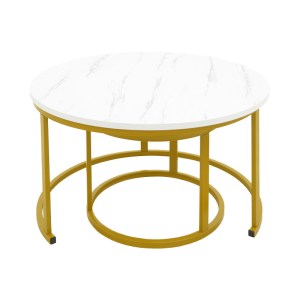 pak-292-000096-3 ΤΡΑΠΕΖΙ ΣΑΛΟΝΙΟΥ RELEVON PAKOWORLD ΣΕΤ 2ΤΕΜ MDF ΣΕ ΑΠΟΧΡΩΣΗ ΛΕΥΚΟΥ ΟΨΗΣ ΜΑΡΜΑΡΟΥ 80X80X45ΕΚ