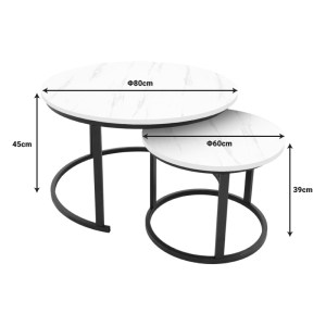 pak-292-000096-4 ΤΡΑΠΕΖΙ ΣΑΛΟΝΙΟΥ RELEVON PAKOWORLD ΣΕΤ 2ΤΕΜ MDF ΣΕ ΑΠΟΧΡΩΣΗ ΛΕΥΚΟΥ ΟΨΗΣ ΜΑΡΜΑΡΟΥ 80X80X45ΕΚ
