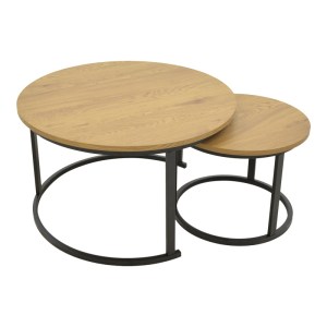 pak-292-000098-1 ΤΡΑΠΕΖΙ ΣΑΛΟΝΙΟΥ REVELON PAKOWORLD ΣΕΤ 2ΤΕΜ MDF ΣΕ OAK ΑΠΟΧΡΩΣΗ