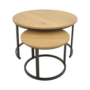 pak-292-000098-2 ΤΡΑΠΕΖΙ ΣΑΛΟΝΙΟΥ REVELON PAKOWORLD ΣΕΤ 2ΤΕΜ MDF ΣΕ OAK ΑΠΟΧΡΩΣΗ