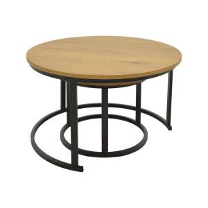 pak-292-000098-3 ΤΡΑΠΕΖΙ ΣΑΛΟΝΙΟΥ REVELON PAKOWORLD ΣΕΤ 2ΤΕΜ MDF ΣΕ OAK ΑΠΟΧΡΩΣΗ