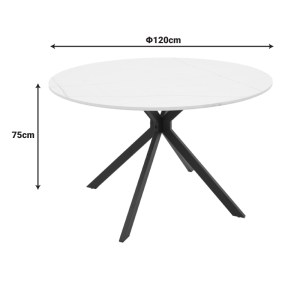 pak-292-000101-3 ΤΡΑΠΕΖΙ XUSON PAKOWORLD MDF ΣΕ ΛΕΥΚΟ ΟΨΗΣ ΜΑΡΜΑΡΟΥ ΜΕ ΠΟΔΙ ΜΑΥΡΟ ΜΕΤΑΛΛΟ Φ120X75ΕΚ