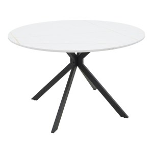 pak-292-000101 ΤΡΑΠΕΖΙ XUSON PAKOWORLD MDF ΣΕ ΛΕΥΚΟ ΟΨΗΣ ΜΑΡΜΑΡΟΥ ΜΕ ΠΟΔΙ ΜΑΥΡΟ ΜΕΤΑΛΛΟ Φ120X75ΕΚ