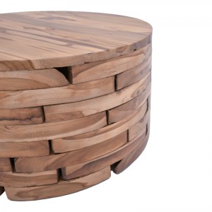 pak-315-000019-2 ΤΡΑΠΕΖΙ ΣΑΛΟΝΙΟΥ WOZY INART ΦΥΣΙΚΟ ΞΥΛΟ TEAK Φ90X45ΕΚ