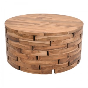 pak-315-000019 ΤΡΑΠΕΖΙ ΣΑΛΟΝΙΟΥ WOZY INART ΦΥΣΙΚΟ ΞΥΛΟ TEAK Φ90X45ΕΚ