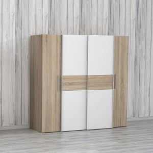 pak-318-000002-1 ΝΤΟΥΛΑΠΑ ΡΟΥΧΩΝ CLOSET PAKOWORLD ΤΕΤΡΑΦΥΛΛΗ SONOMA OAK-ΛΕΥΚΟ ΜΕΛΑΜΙΝΗΣ 200X61.5X190.5ΕΚ