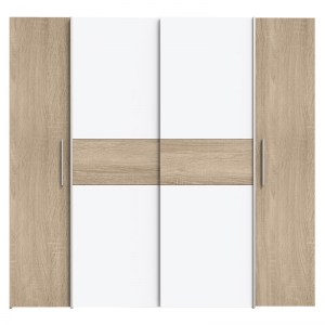 pak-318-000002-2 ΝΤΟΥΛΑΠΑ ΡΟΥΧΩΝ CLOSET PAKOWORLD ΤΕΤΡΑΦΥΛΛΗ SONOMA OAK-ΛΕΥΚΟ ΜΕΛΑΜΙΝΗΣ 200X61.5X190.5ΕΚ
